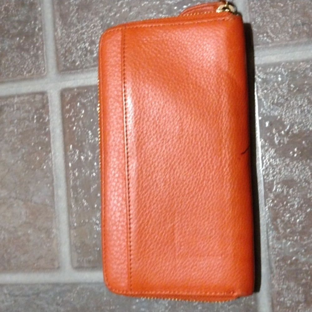 Dainer Orange leather full zipper 12 card slots wallet - Picture 3 of 10